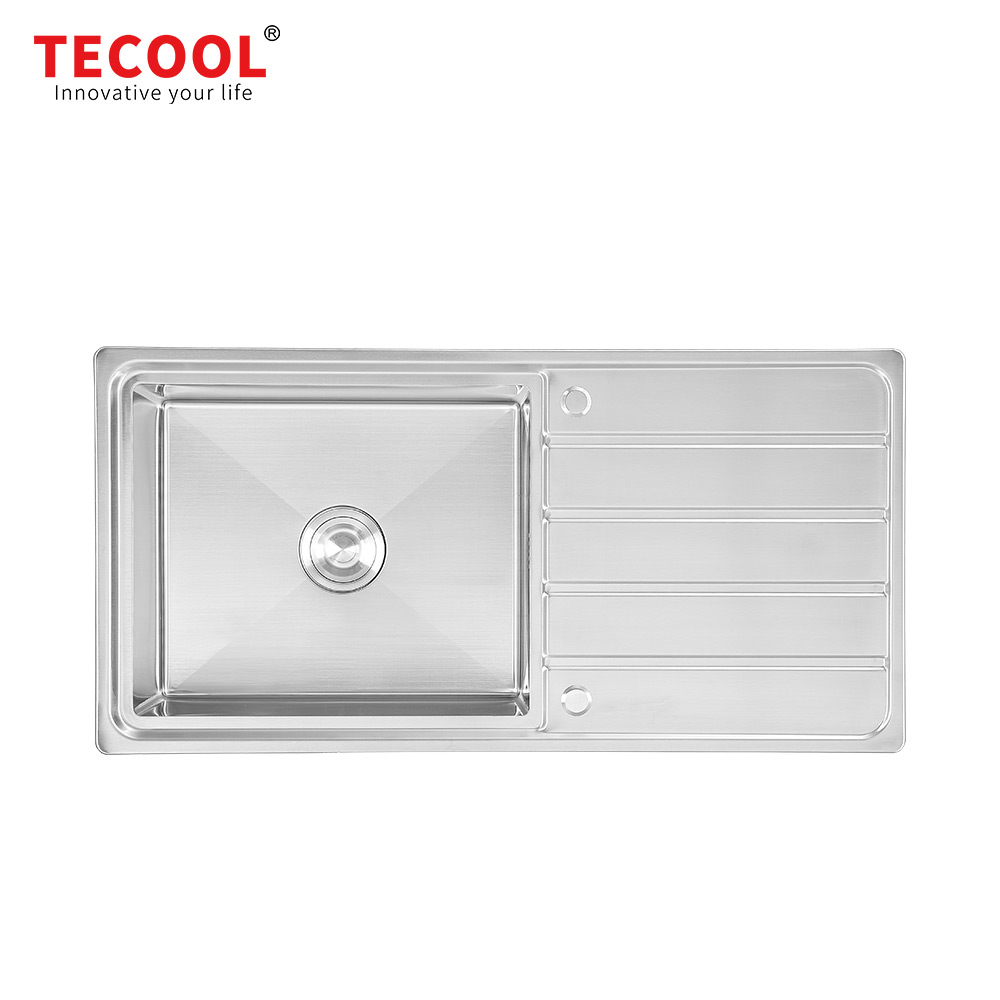 H-10050CR6 Handmade 304-Grade topmount Single Bowl with Tray Kitchen Sink