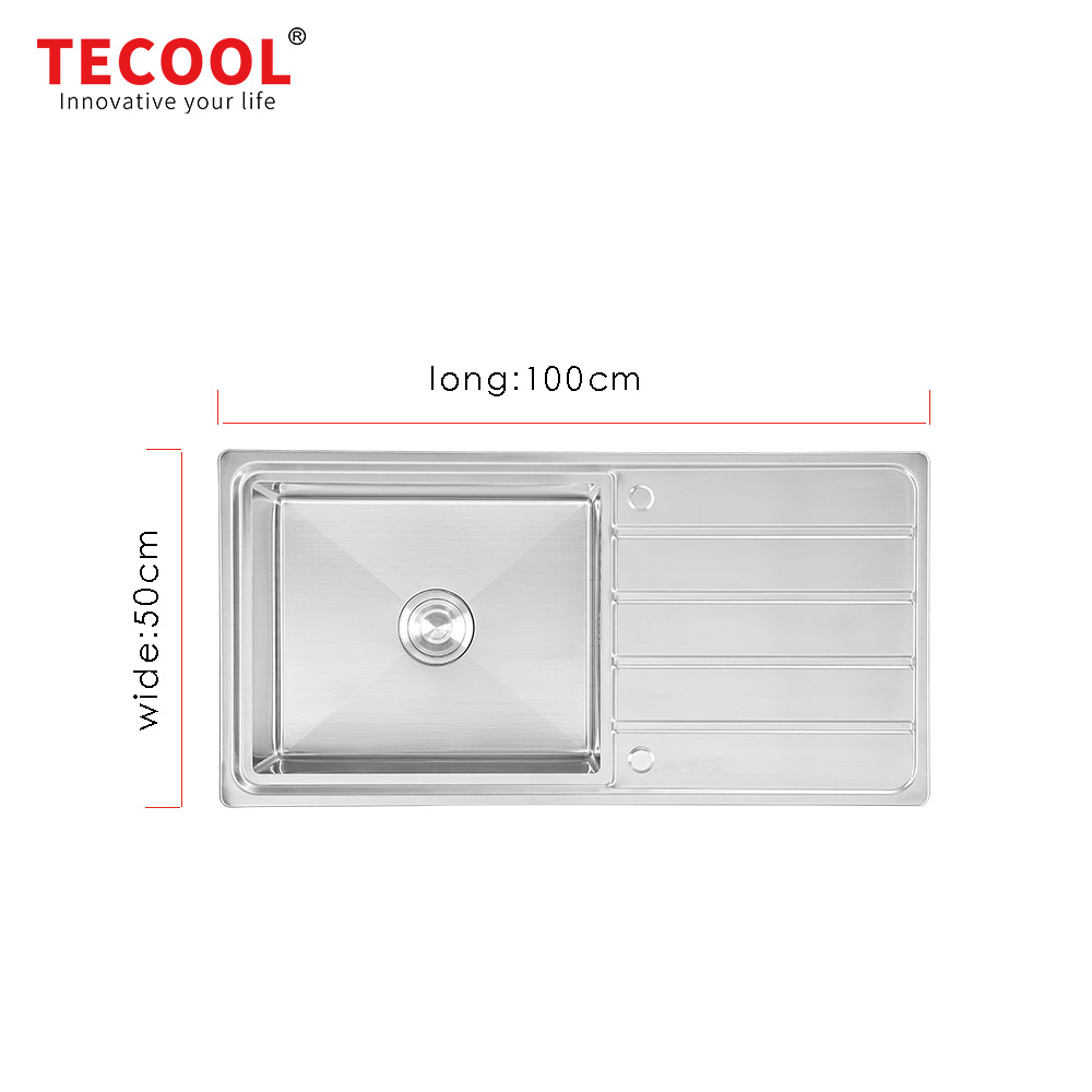 H-10050CR6 Handmade 304-Grade topmount Single Bowl with Tray Kitchen Sink