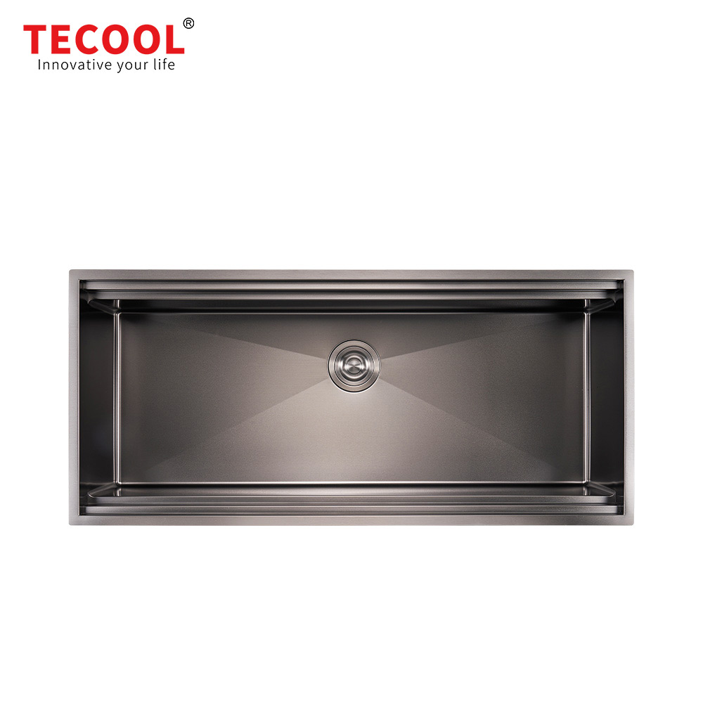 H-10848USE-BK Handmade Undermount Single Bowl With Double Step Kitchen Sink