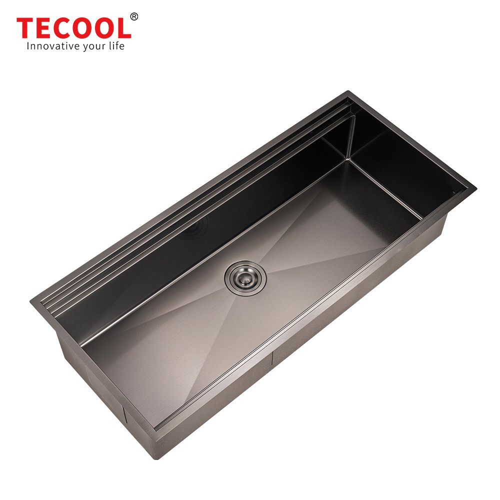 H-10848USE-BK Handmade Undermount Single Bowl With Double Step Kitchen Sink
