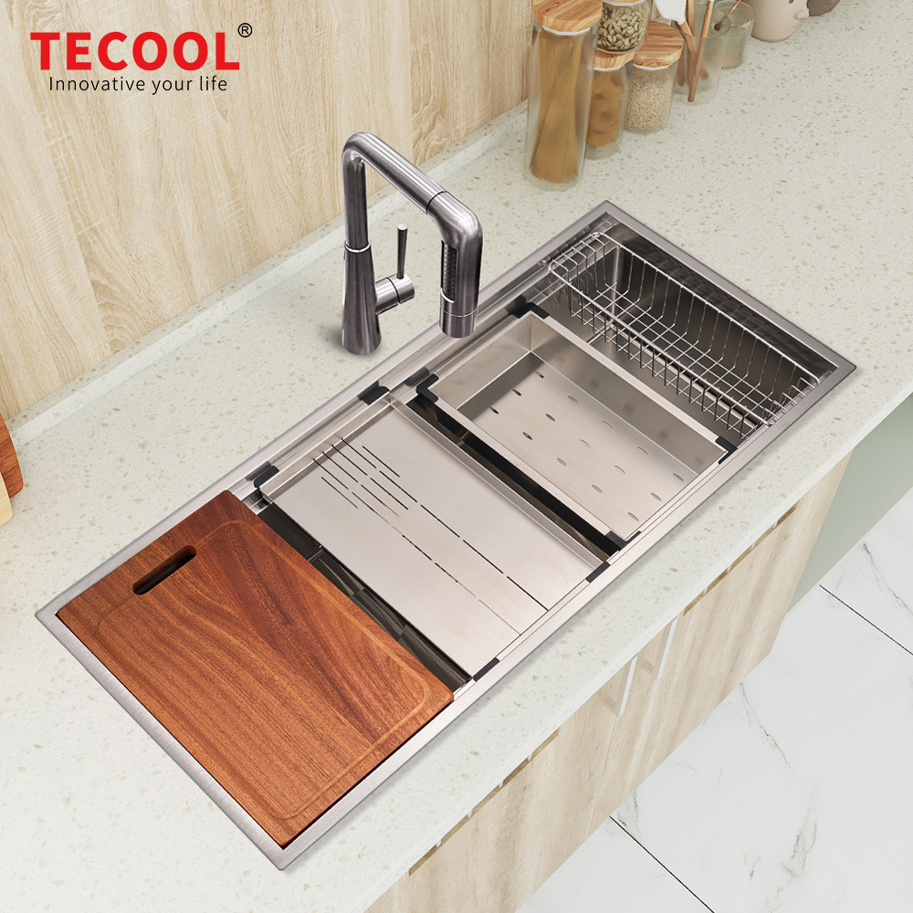 H-10848USE Handmade Undermount Single Bowl With Double Step Kitchen Sink