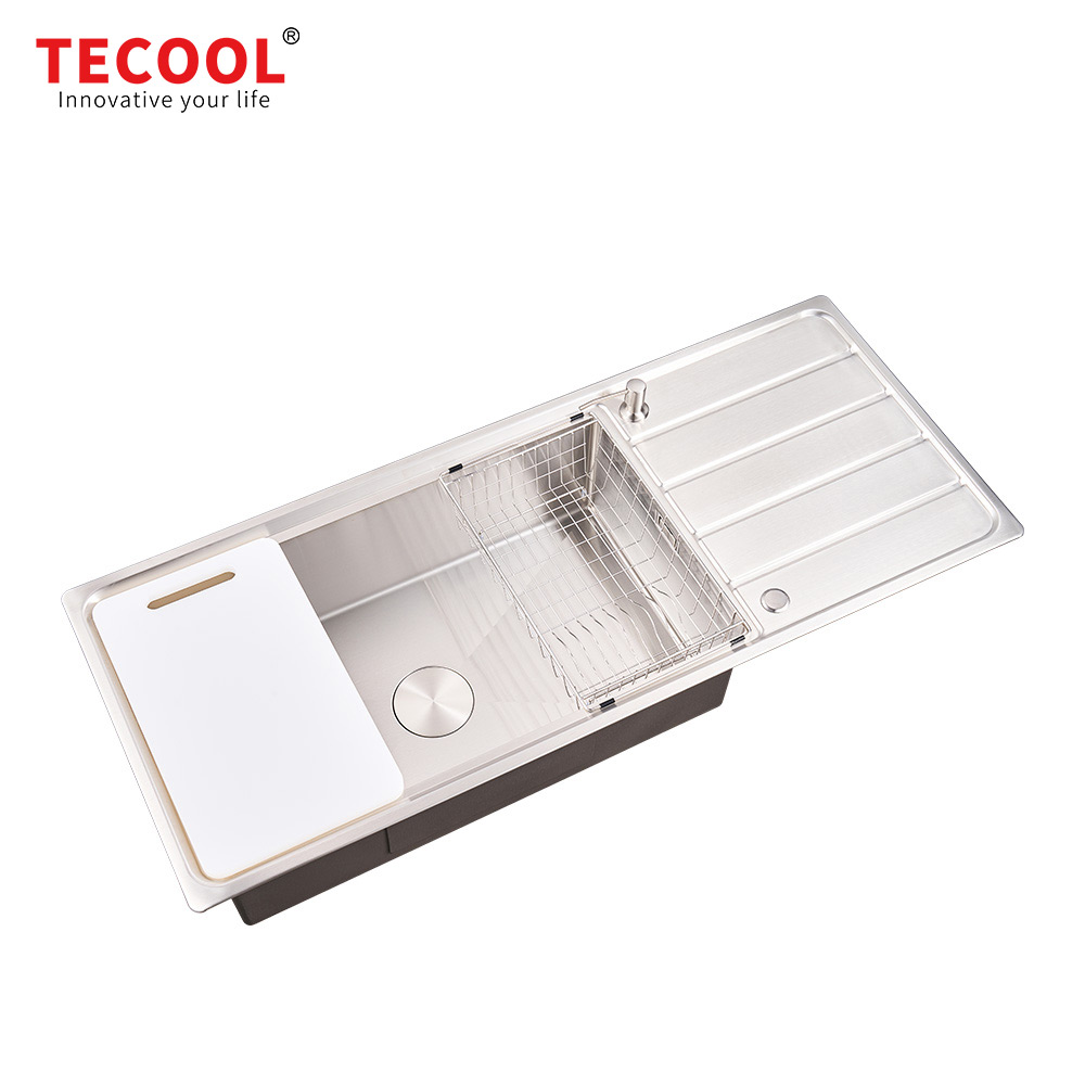 H-12050CR6 Handmade 304-Grade topmount Single Bowl with Tray Kitchen Sink