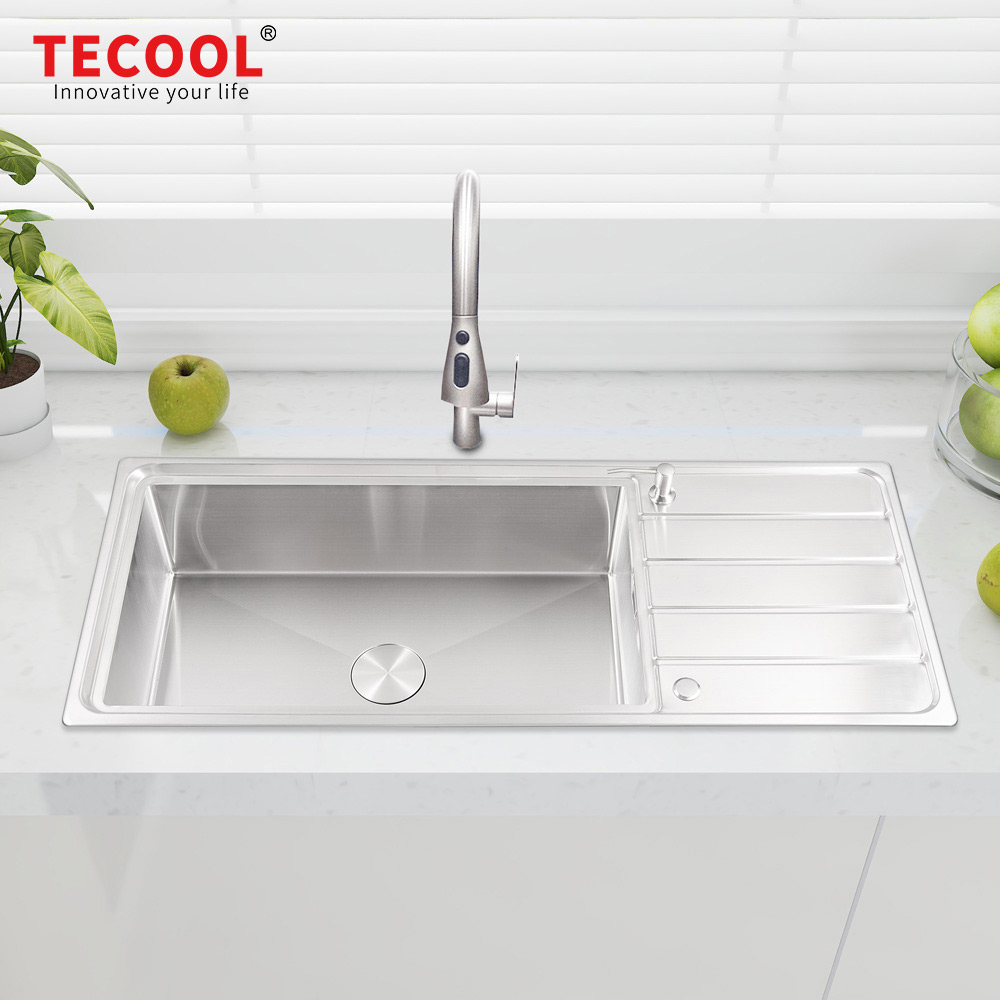 H-12050CR6 Handmade 304-Grade topmount Single Bowl with Tray Kitchen Sink