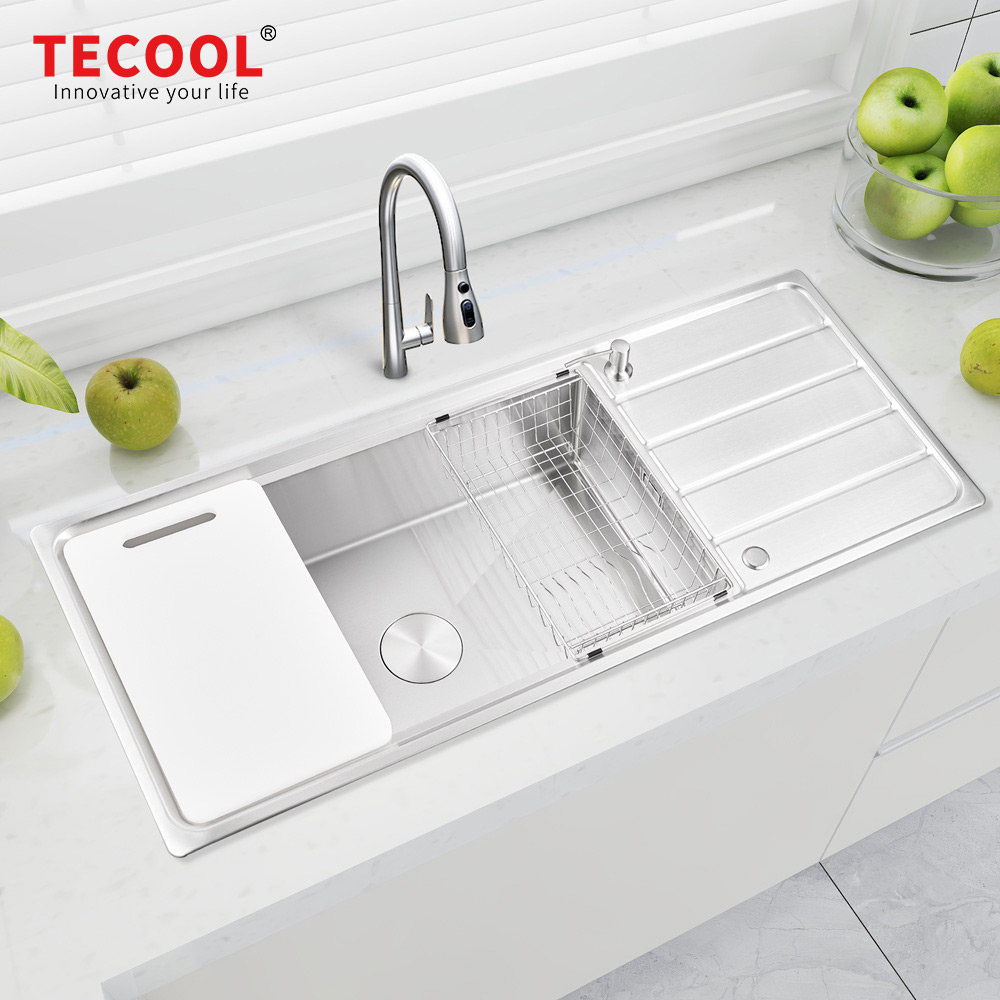 H-12050CR6 Handmade 304-Grade topmount Single Bowl with Tray Kitchen Sink