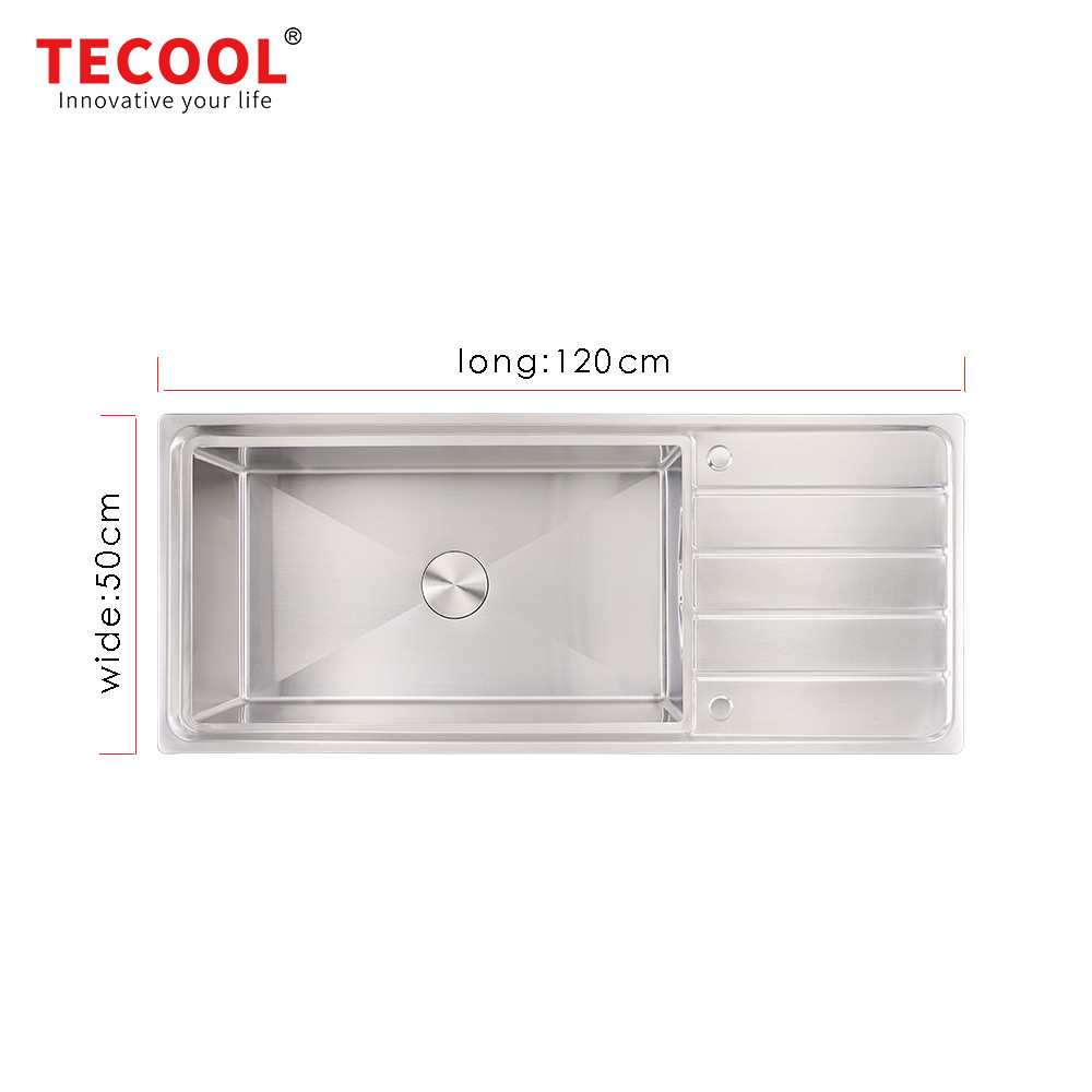 H-12050CR6 Handmade 304-Grade topmount Single Bowl with Tray Kitchen Sink