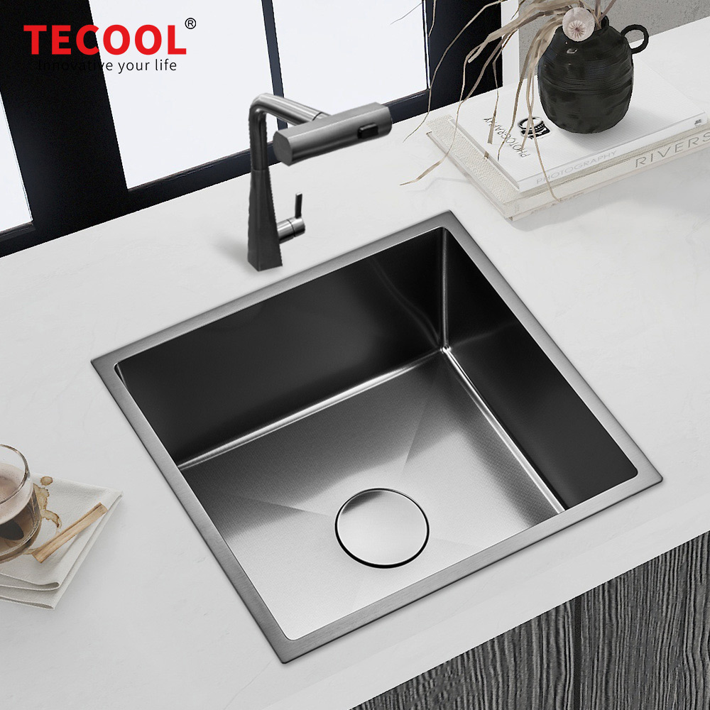 H-5046US-VBK Handmade Black PVD Coated Undermount Single Bowl Kitchen Sink