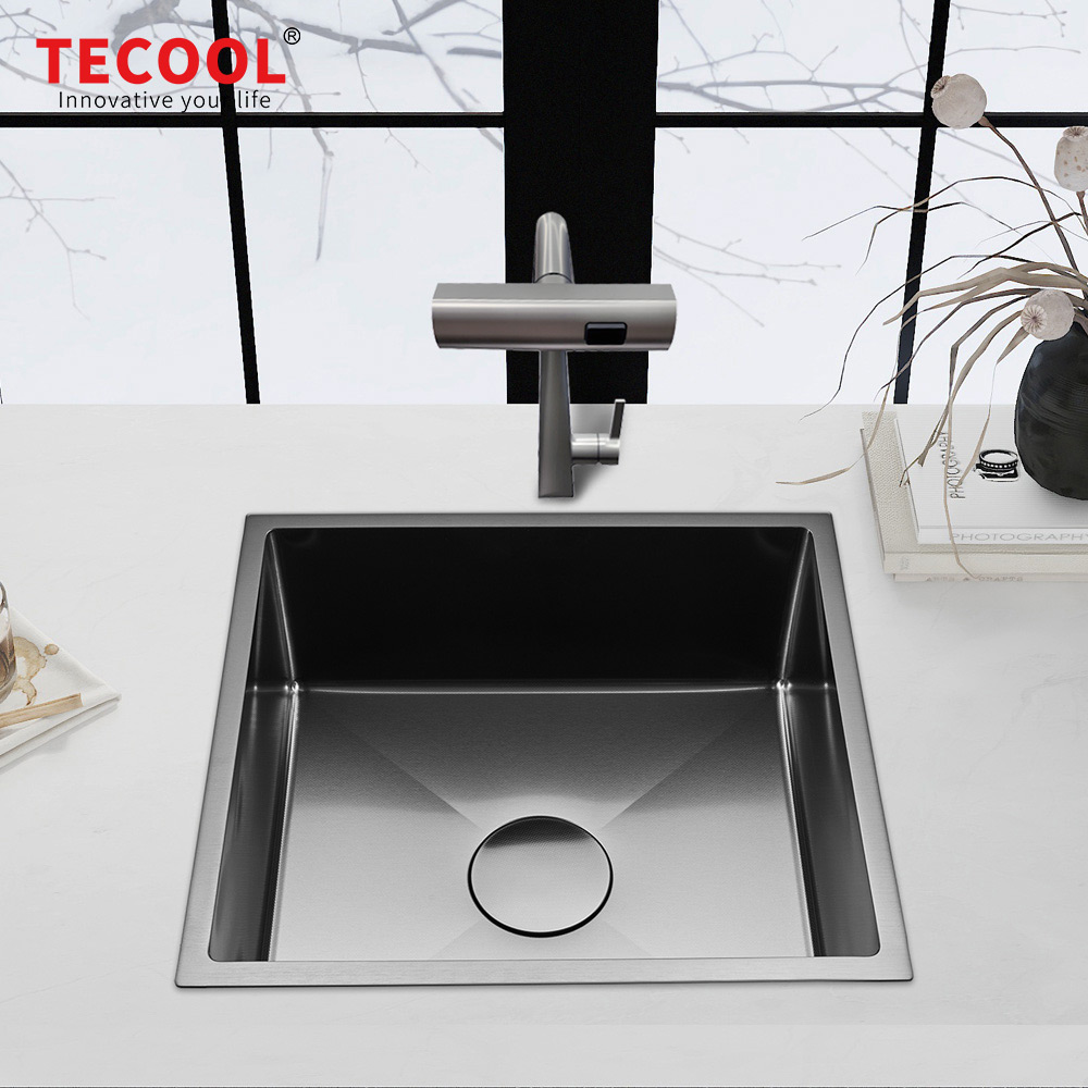 H-5046US-VBK Handmade Black PVD Coated Undermount Single Bowl Kitchen Sink