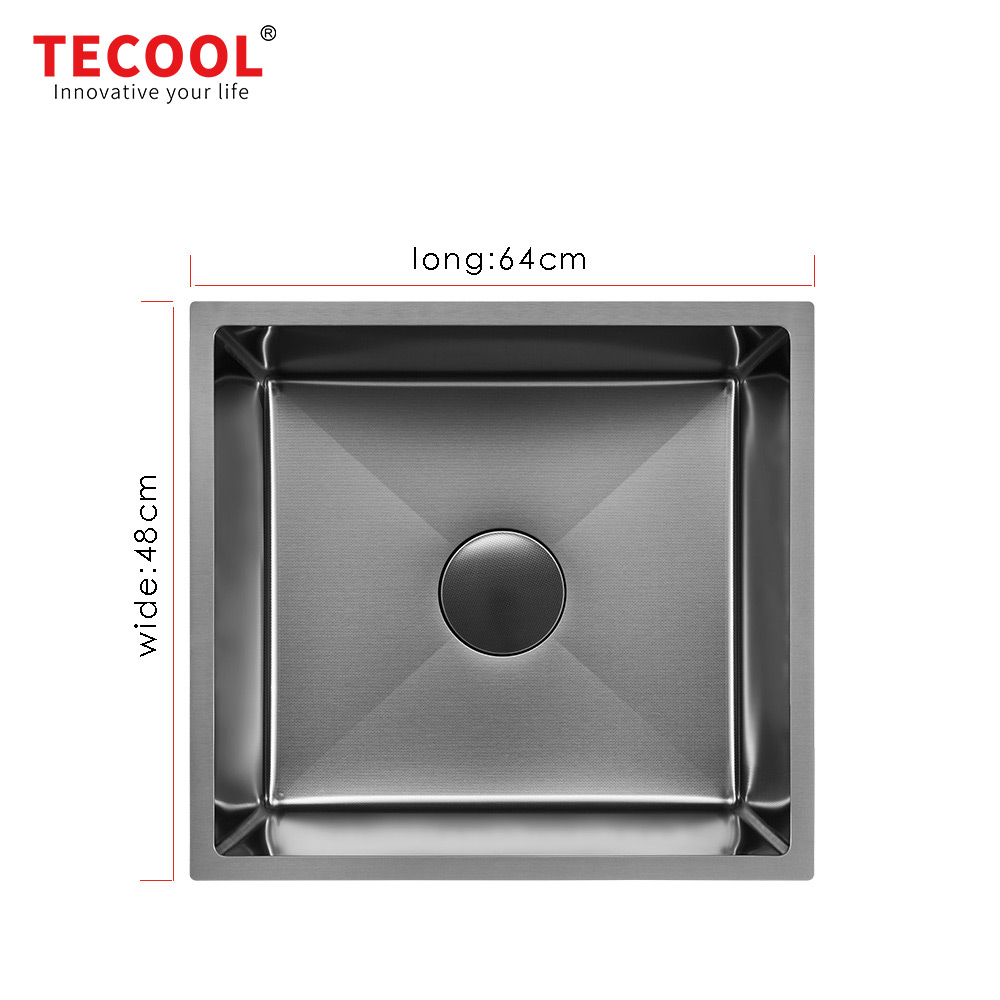 H-5046US-VBK Handmade Black PVD Coated Undermount Single Bowl Kitchen Sink