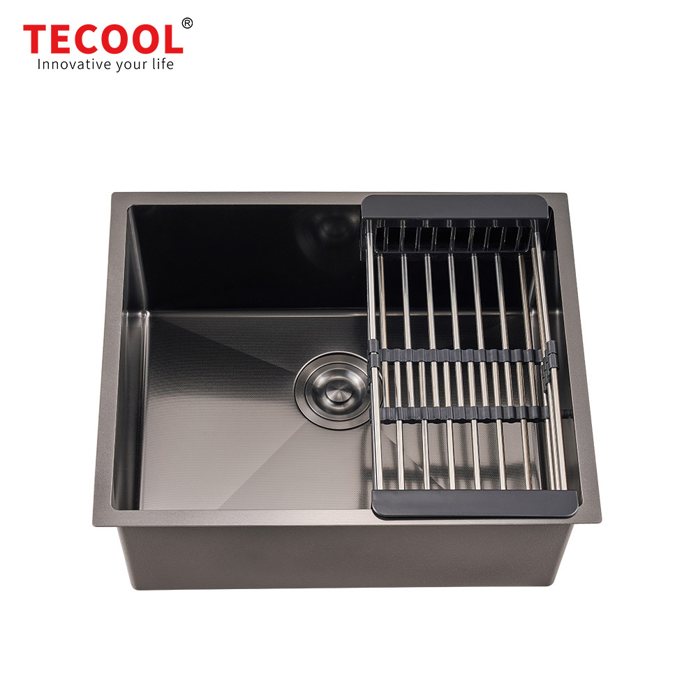 H-5444US-BK Handmade Black PVD Coated Undermount Single Bowl Kitchen Sink