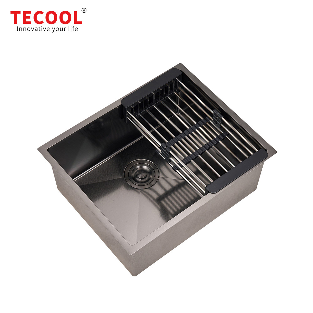 H-5444US-BK Handmade Black PVD Coated Undermount Single Bowl Kitchen Sink