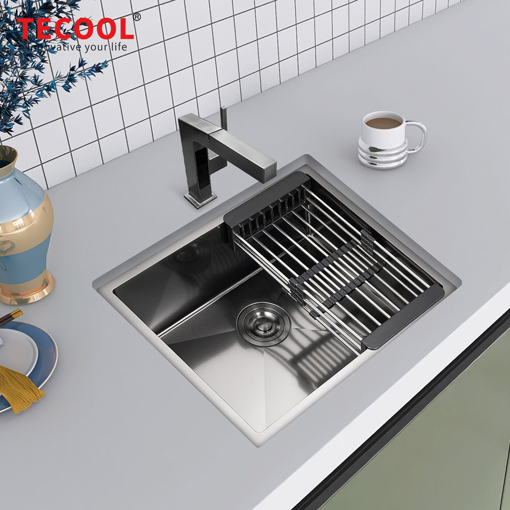 H-5444US-BK Handmade Black PVD Coated Undermount Single Bowl Kitchen Sink