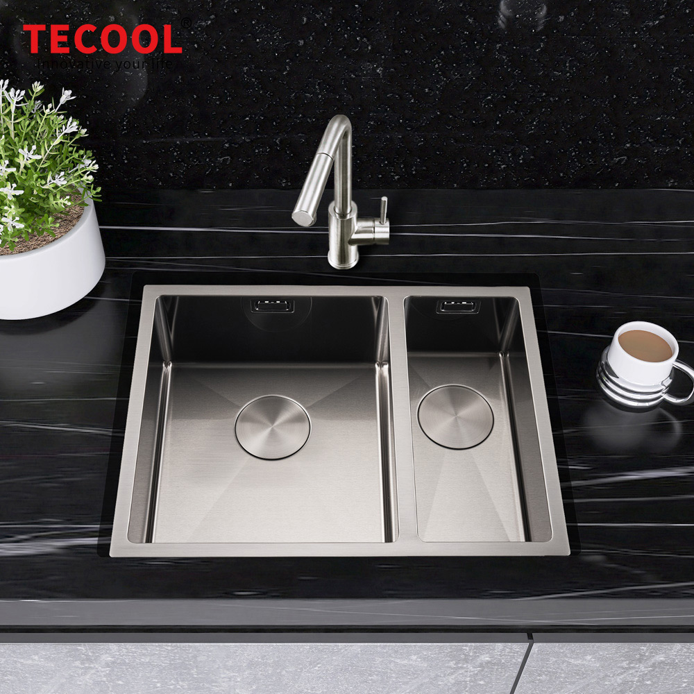 H-5744UD-BK Handmade Black PVD Coated Undermount Double bowl Kitchen Sink
