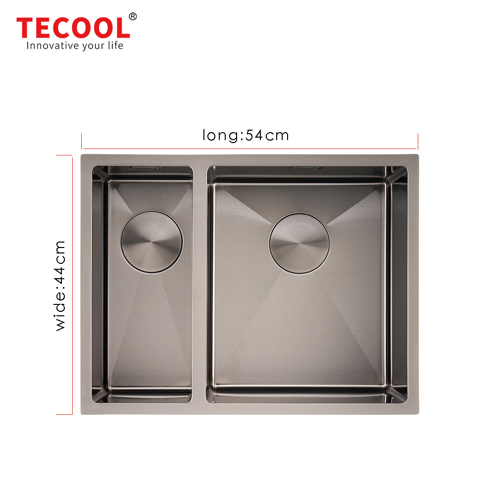 H-5744UD-BK Handmade Black PVD Coated Undermount Double bowl Kitchen Sink