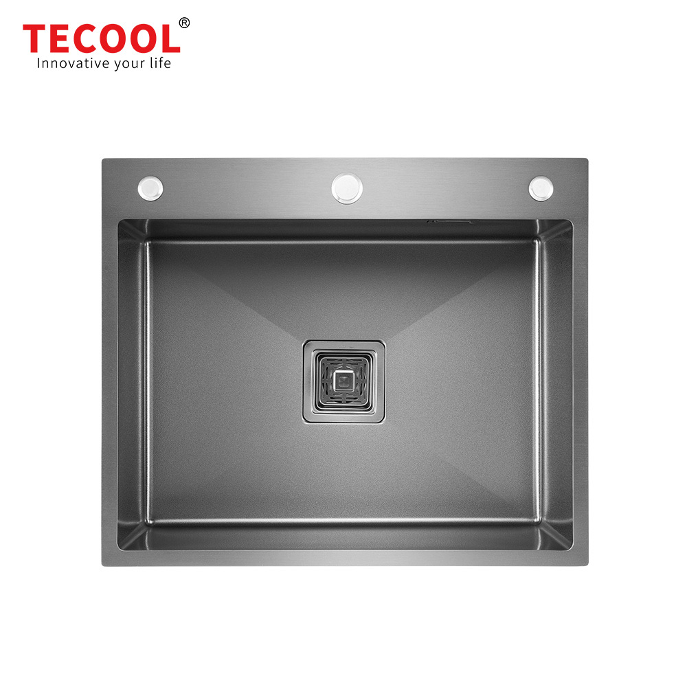 H-6045TS-BK Handmade Black PVD Coated Single Bowl Kitchen Sink