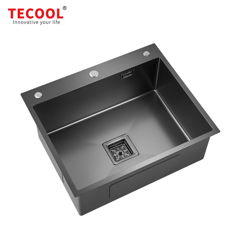 H-6045TS-BK Handmade Black PVD Coated Single Bowl Kitchen Sink