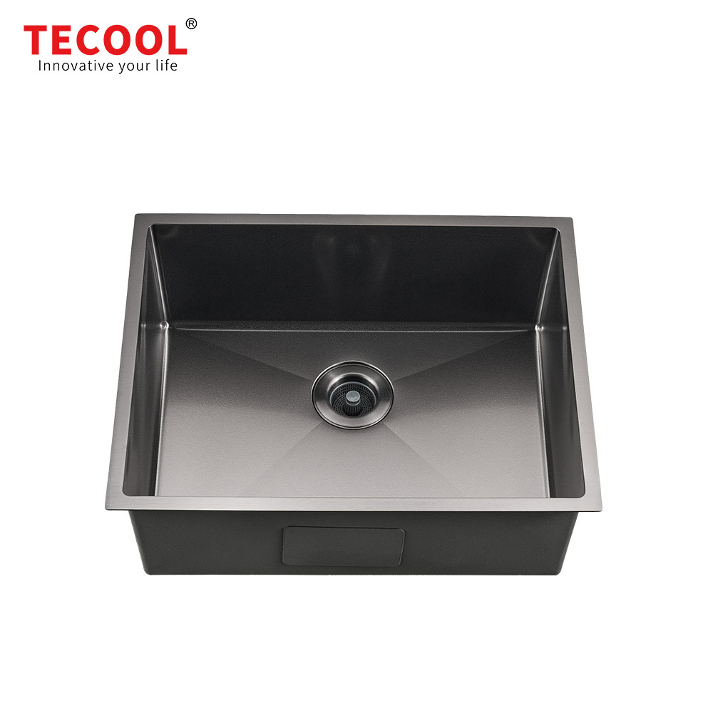 H-6047US-MBK Handmade Black PVD Coated Undermount Single Bowl Kitchen Sink