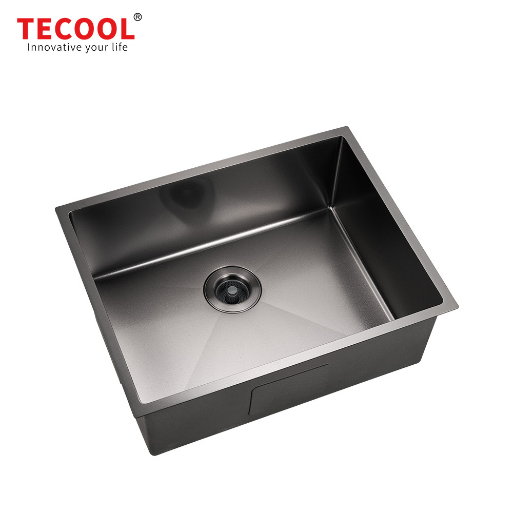 H-6047US-MBK Handmade Black PVD Coated Undermount Single Bowl Kitchen Sink