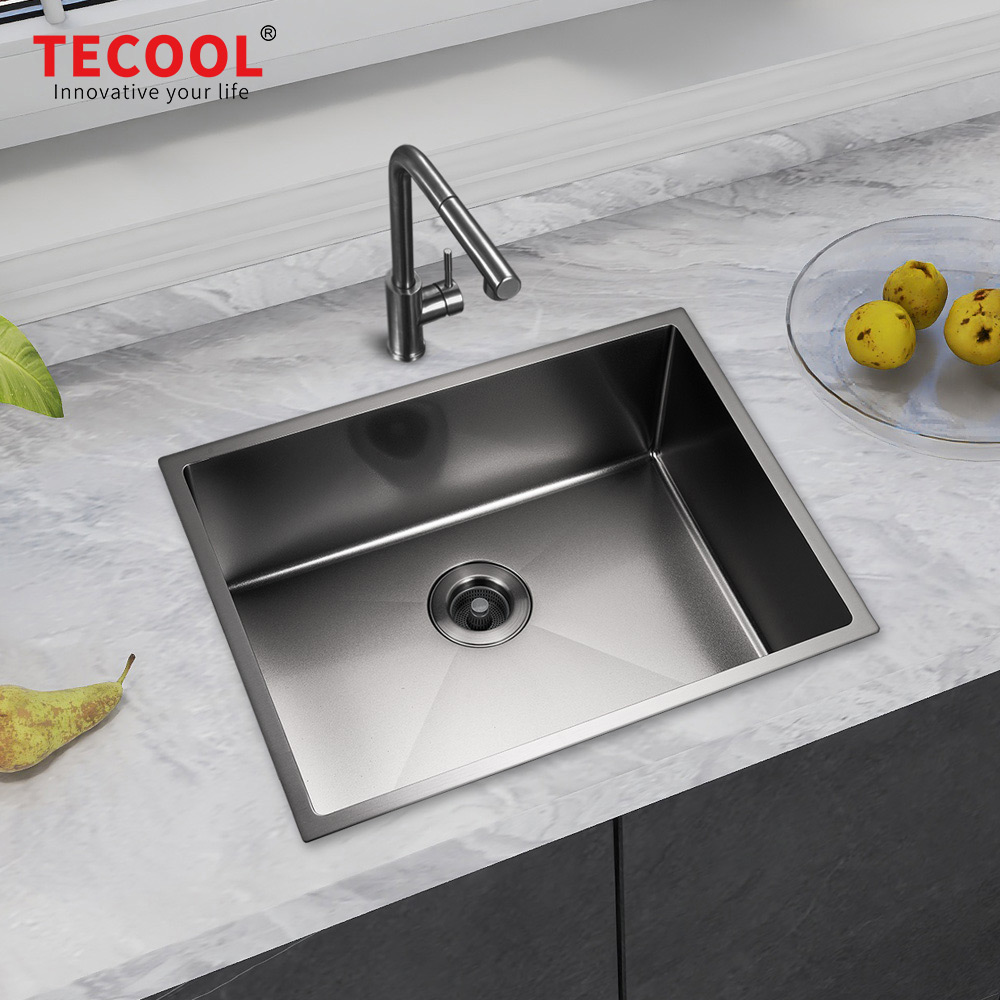 H-6047US-MBK Handmade Black PVD Coated Undermount Single Bowl Kitchen Sink