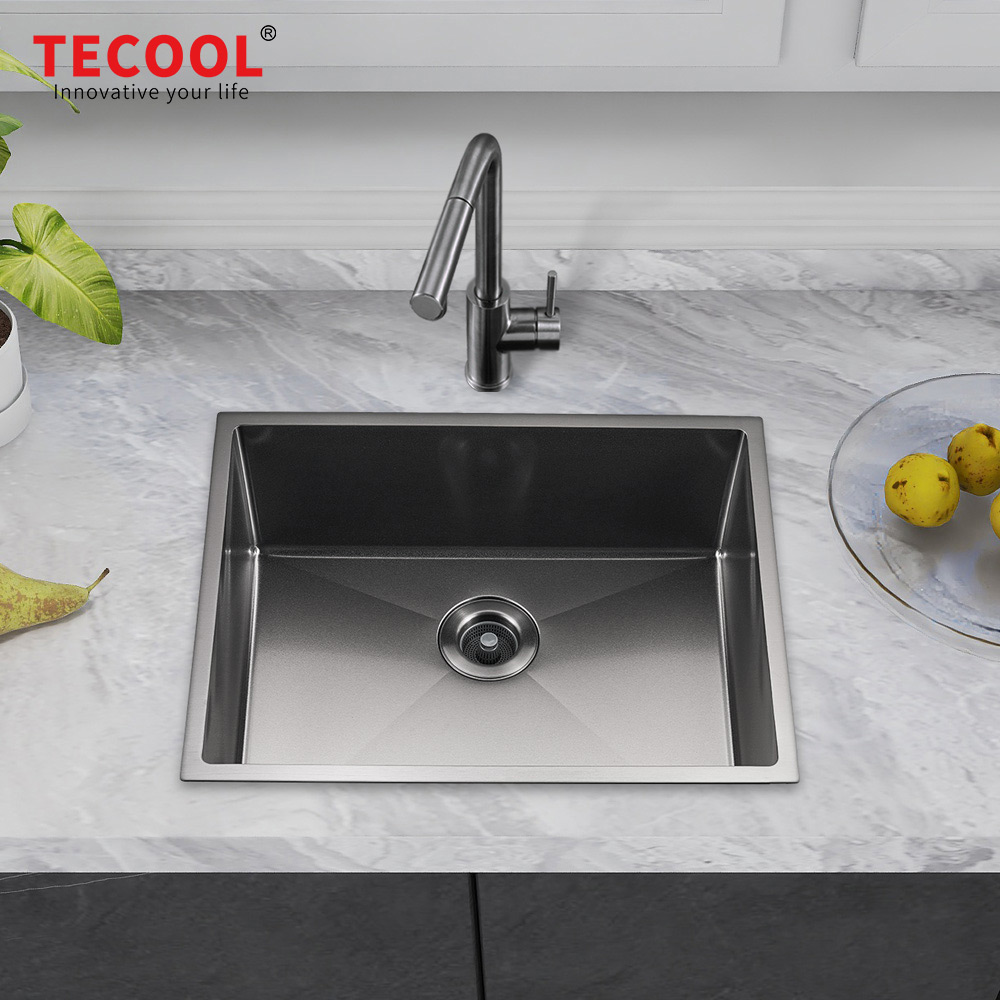 H-6047US-MBK Handmade Black PVD Coated Undermount Single Bowl Kitchen Sink