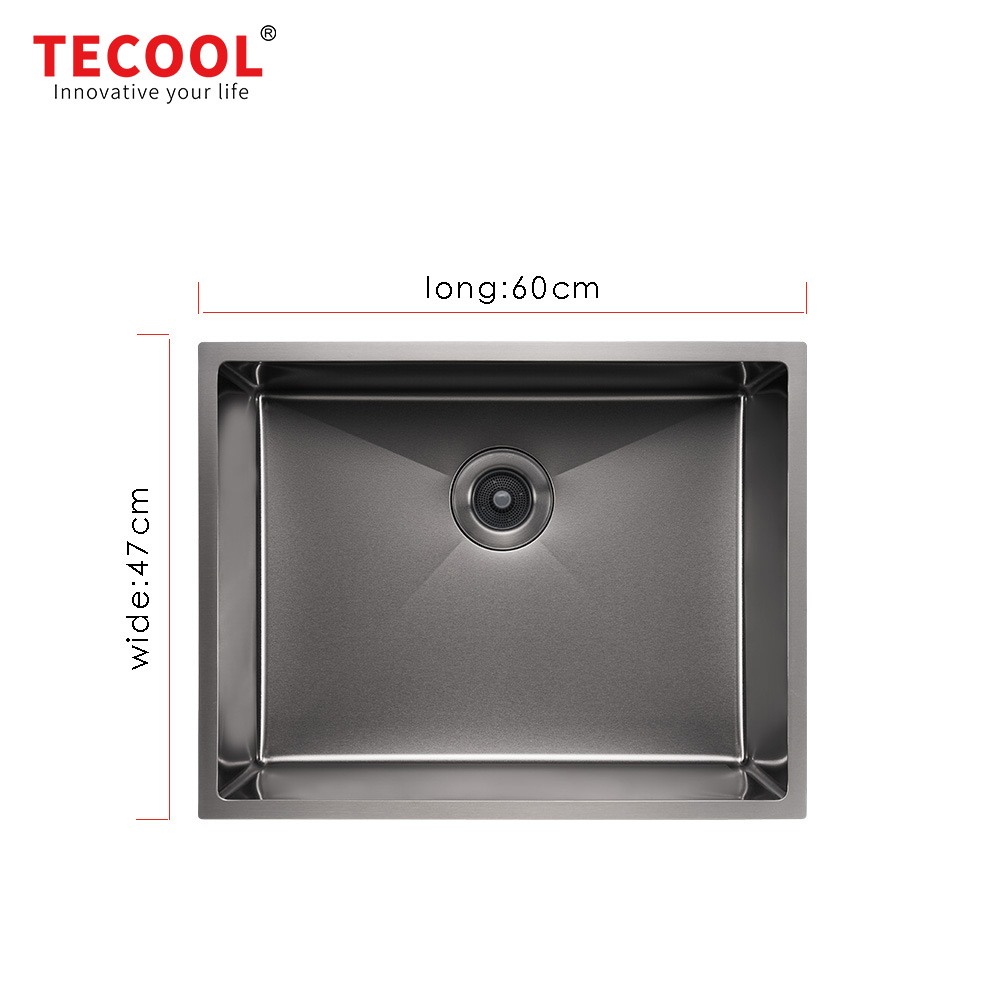 H-6047US-MBK Handmade Black PVD Coated Undermount Single Bowl Kitchen Sink