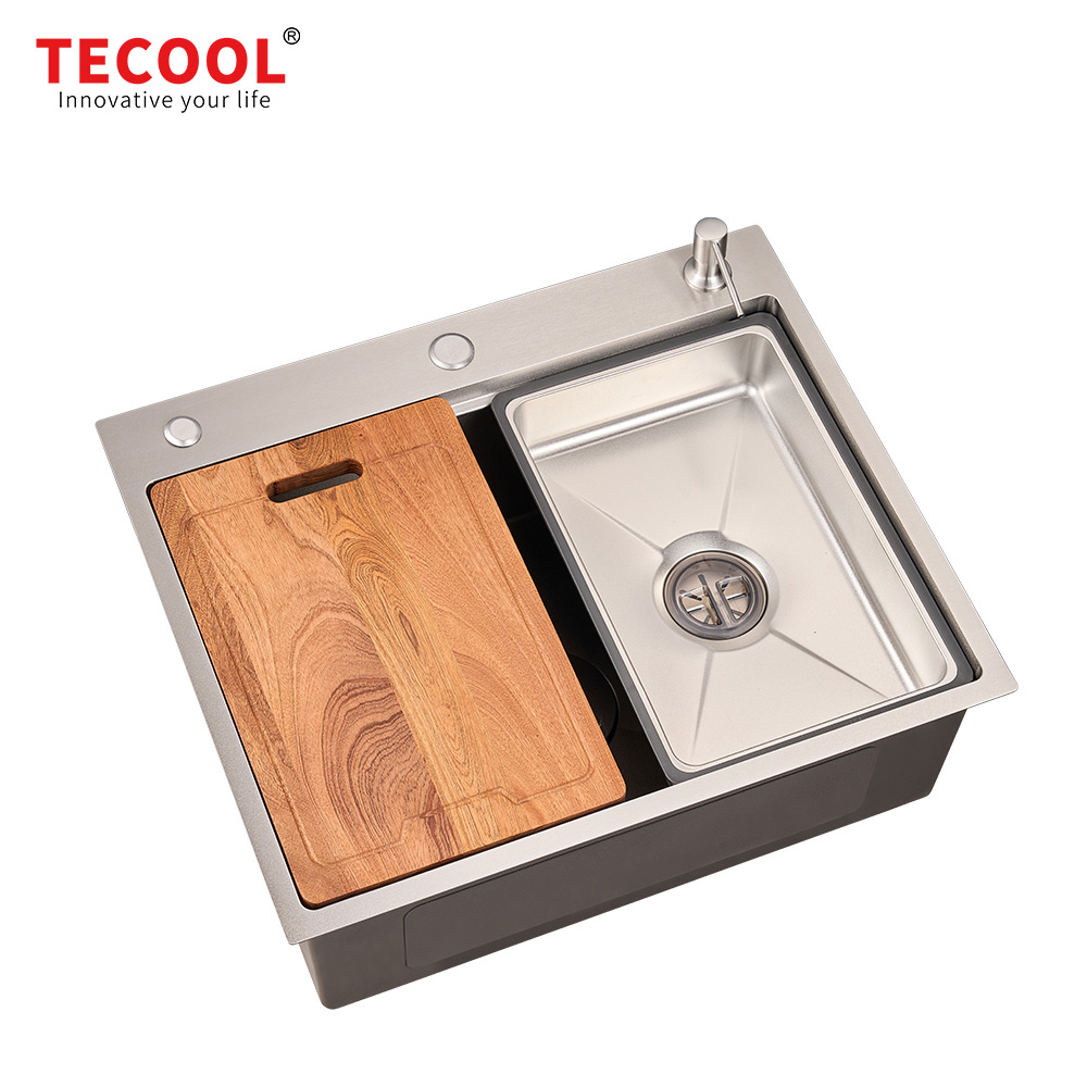 H-6050TSJ-VSV Handmade Topmount Single Bowl Stylish Waterfall Kitchen Sink