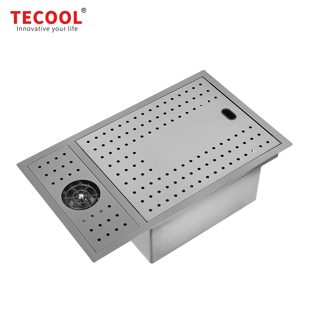 H-7646USK-BK Handmade Undermount Single Bowl Concealed Workstation Sink