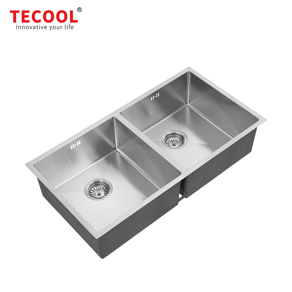 H-7845UD Handmade SUS304 Undermount Double Bowl Kitchen Sink