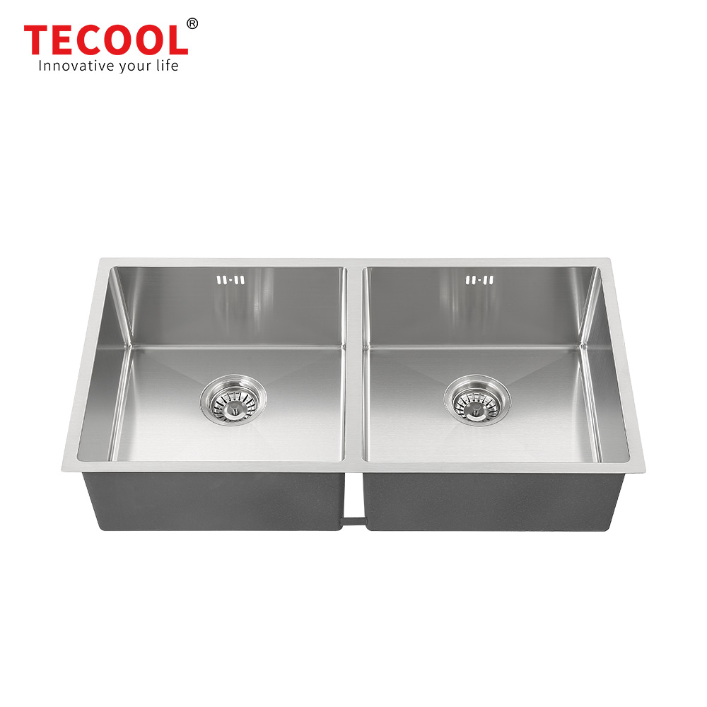 H-7845UD Handmade SUS304 Undermount Double Bowl Kitchen Sink