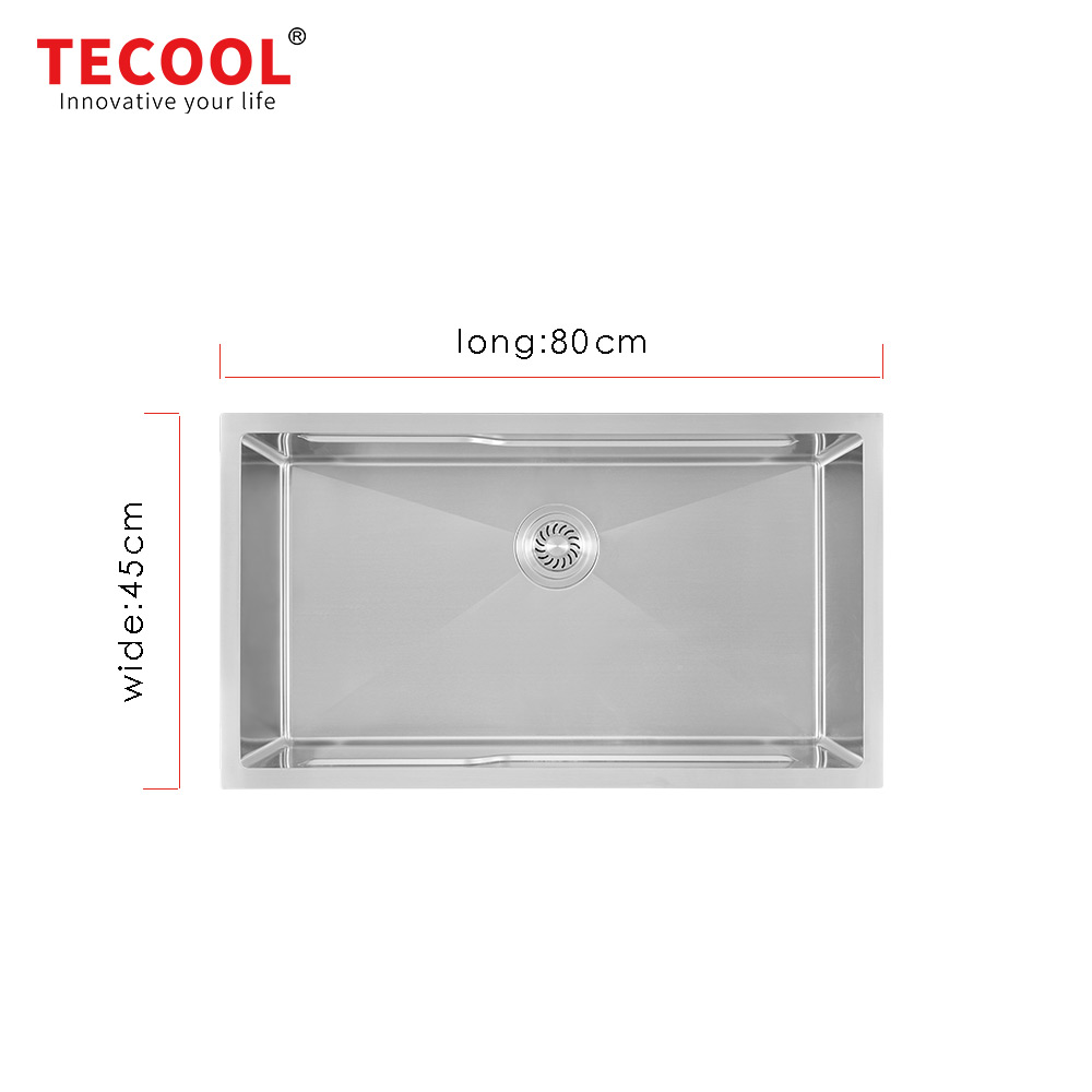 H-8045USJ-SV Handmade SUS304 Undermount Single Bowl Kitchen Sink