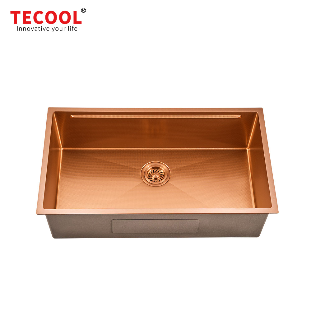 H-8046US-MRG Handmade Rose Gold Undermount Single Bowl Kitchen Sink
