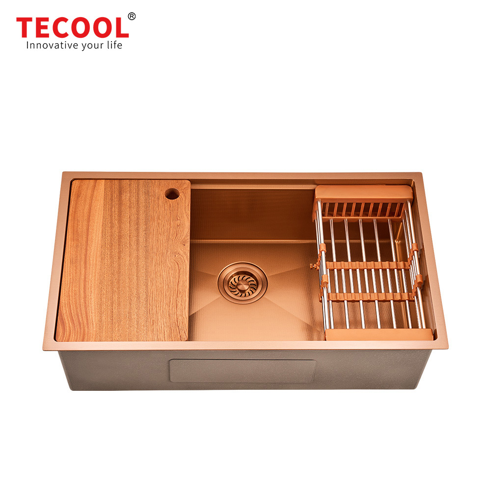 H-8046US-MRG Handmade Rose Gold Undermount Single Bowl Kitchen Sink