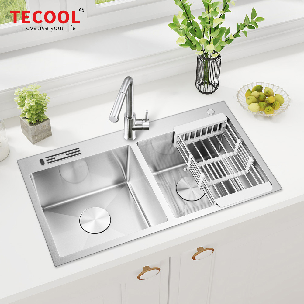 H-8245TD2 Handmade Double Bowl 304-Grade Kitchen Sink