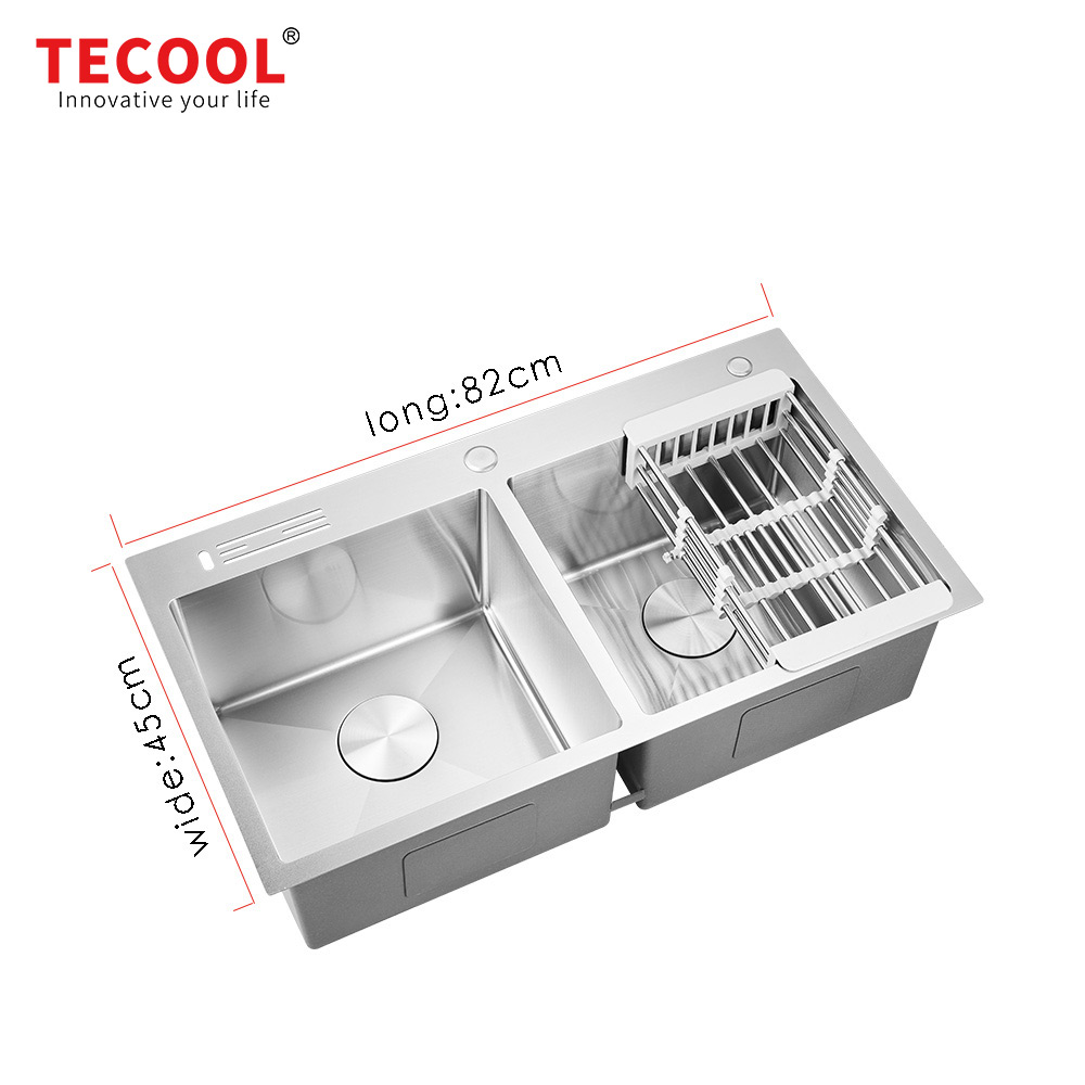 H-8245TD2 Handmade Double Bowl 304-Grade Kitchen Sink