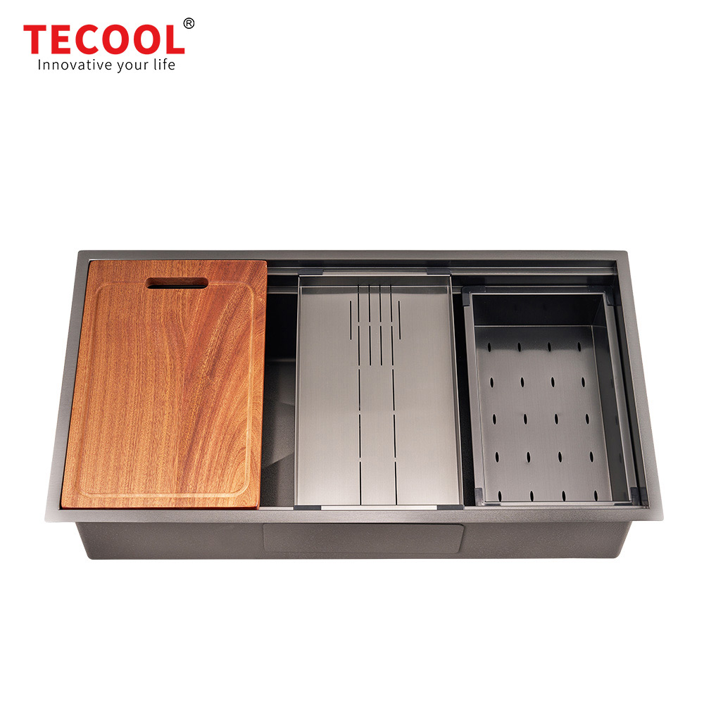 H-8848USE-BK Handmade Black PVD Coated Undermount Single Bowl Kitchen Sink