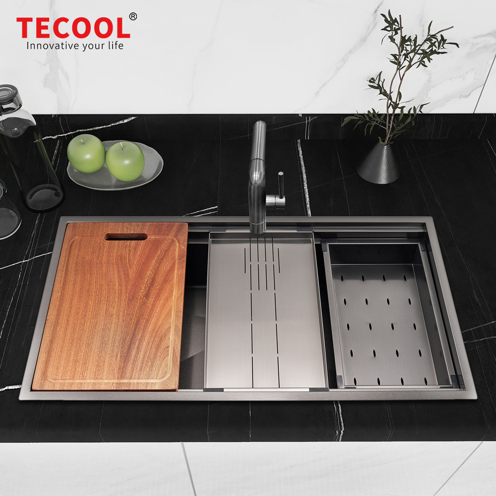 H-8848USE-BK Handmade Black PVD Coated Undermount Single Bowl Kitchen Sink