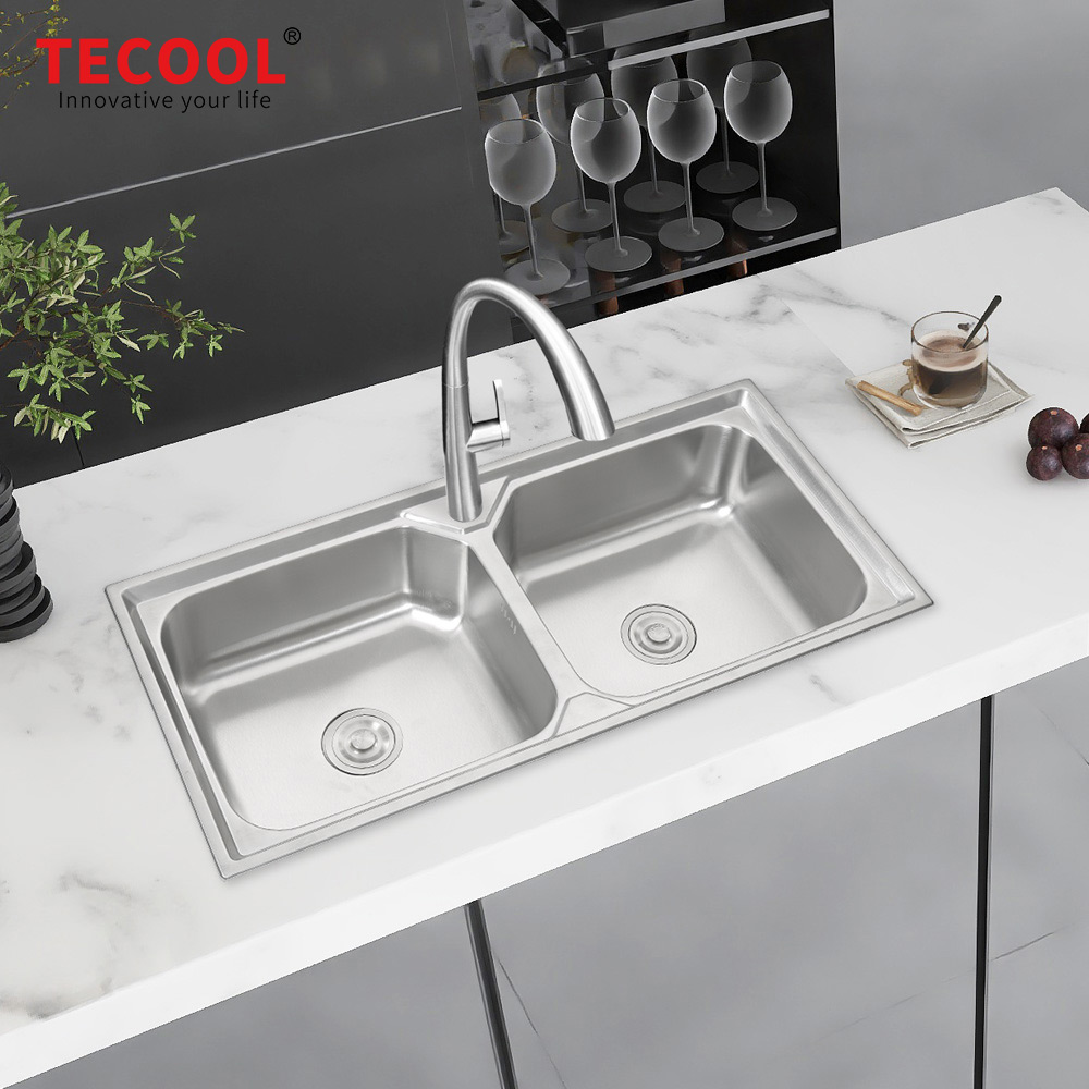 SG-10048BR1 SUS304 stainless steel kitchen sink stretch-formed double bowl