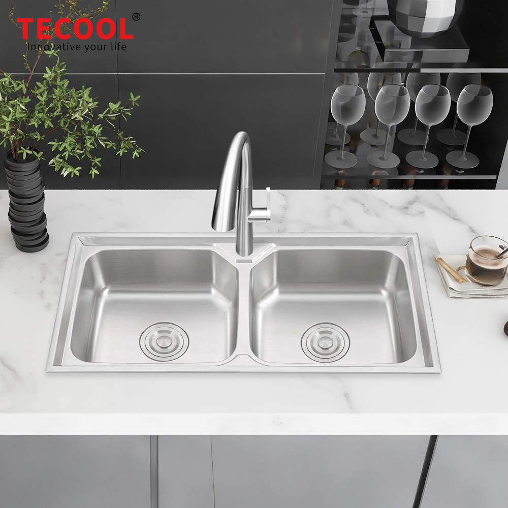 SG-10048BR1 SUS304 stainless steel kitchen sink stretch-formed double bowl