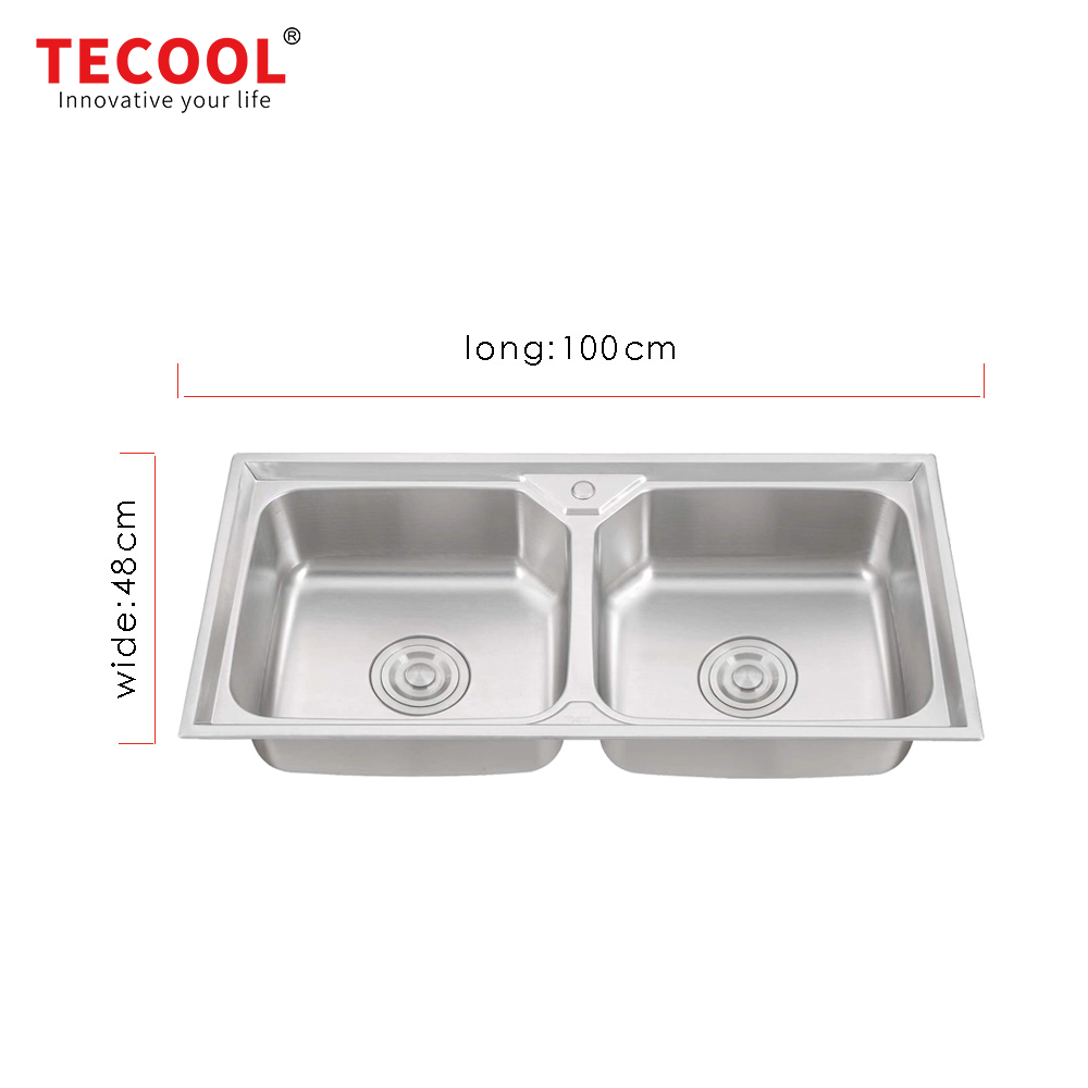 SG-10048BR1 SUS304 stainless steel kitchen sink stretch-formed double bowl