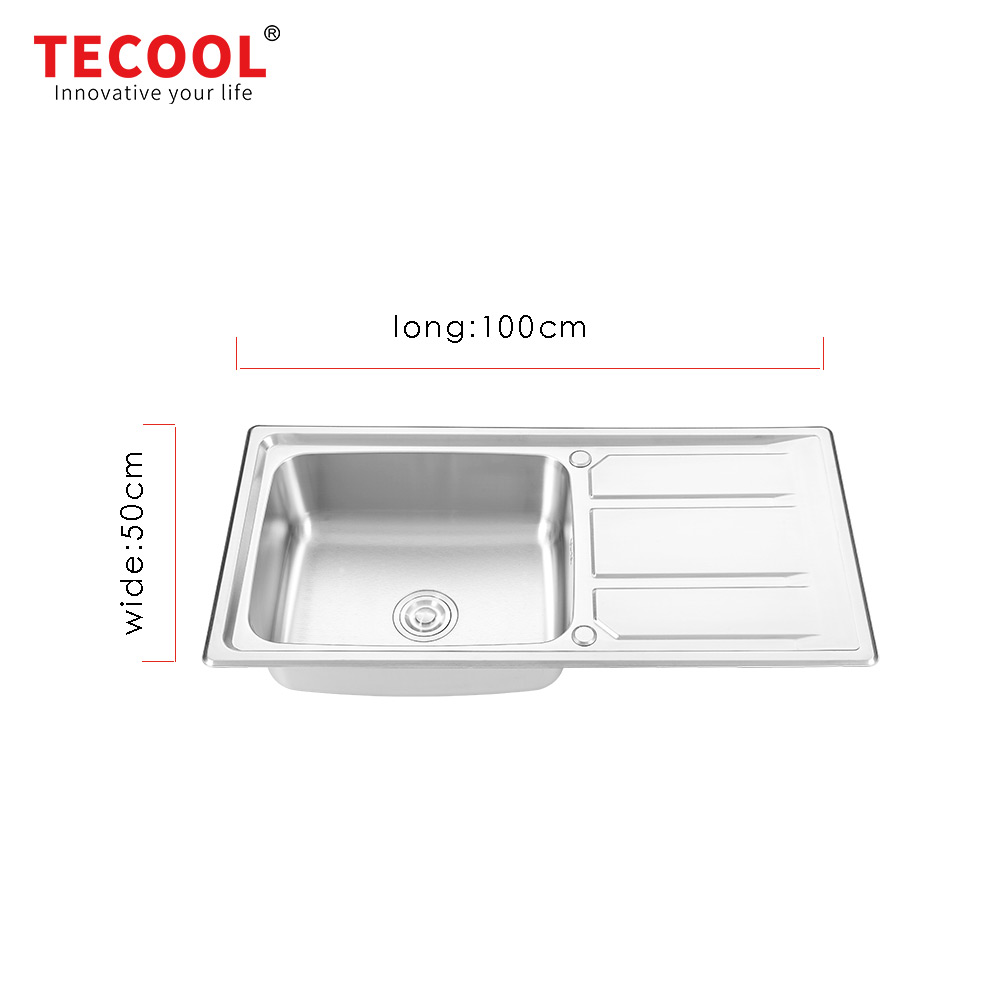 SG-10050CR5 SUS304 stainless steel kitchen sink stretch-formed single bowl