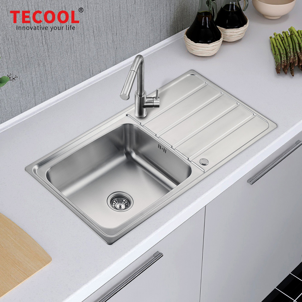 SG-10050CR6 SUS304 stainless steel kitchen sink stretch-formed single bowl