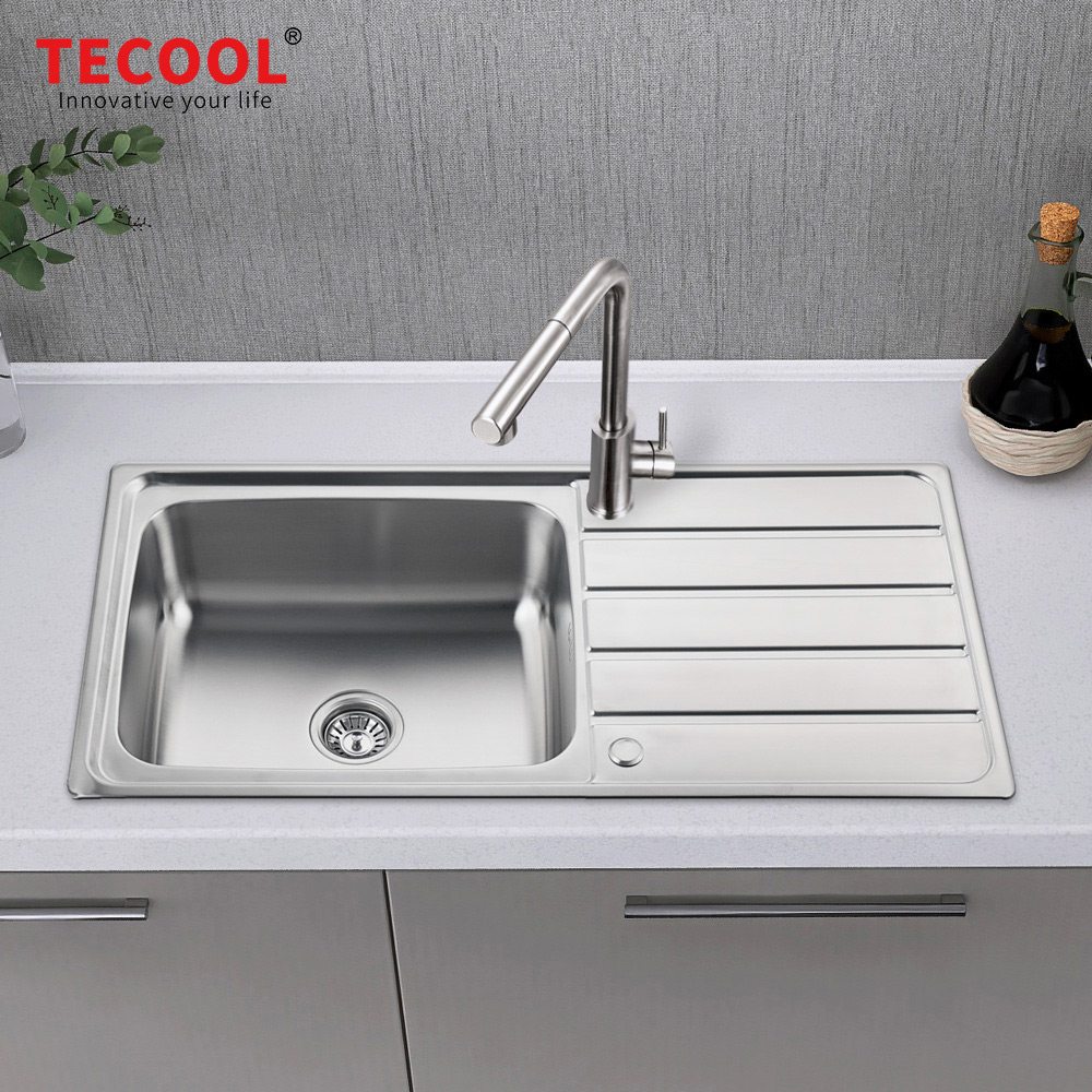 SG-10050CR6 SUS304 stainless steel kitchen sink stretch-formed single bowl