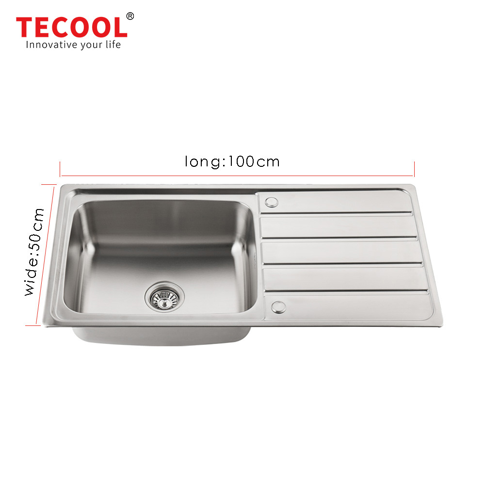 SG-10050CR6 SUS304 stainless steel kitchen sink stretch-formed single bowl