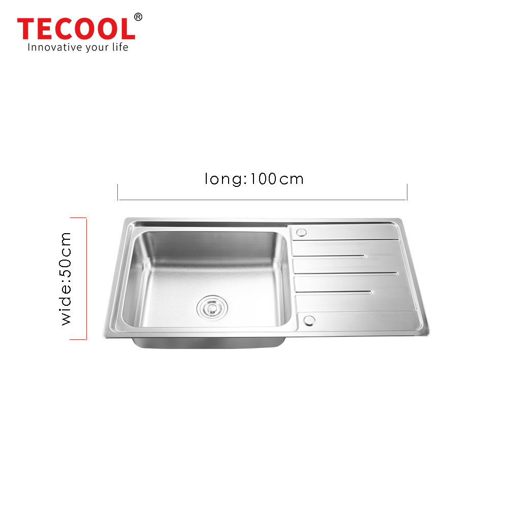 SG-10050CR9 SUS304 stainless steel kitchen sink stretch-formed single bowl