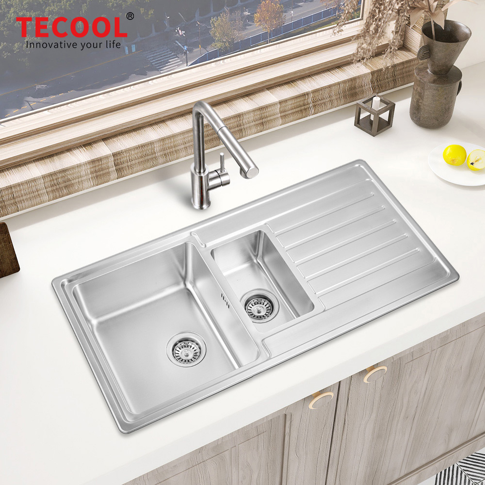 SG-10050DR1 SUS304 stainless steel kitchen sink stretch-formed double bowl