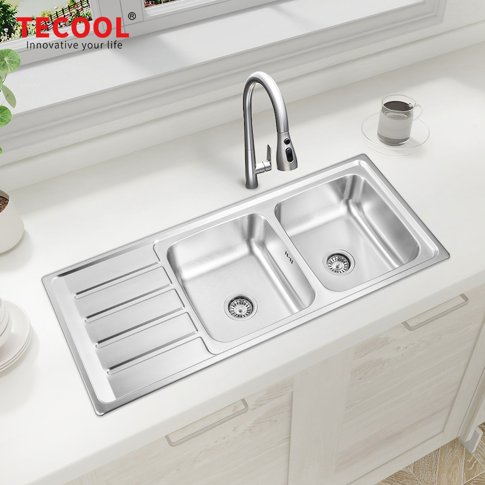 SG-11650DR2 SUS304 stainless steel kitchen sink stretch-formed double bowl