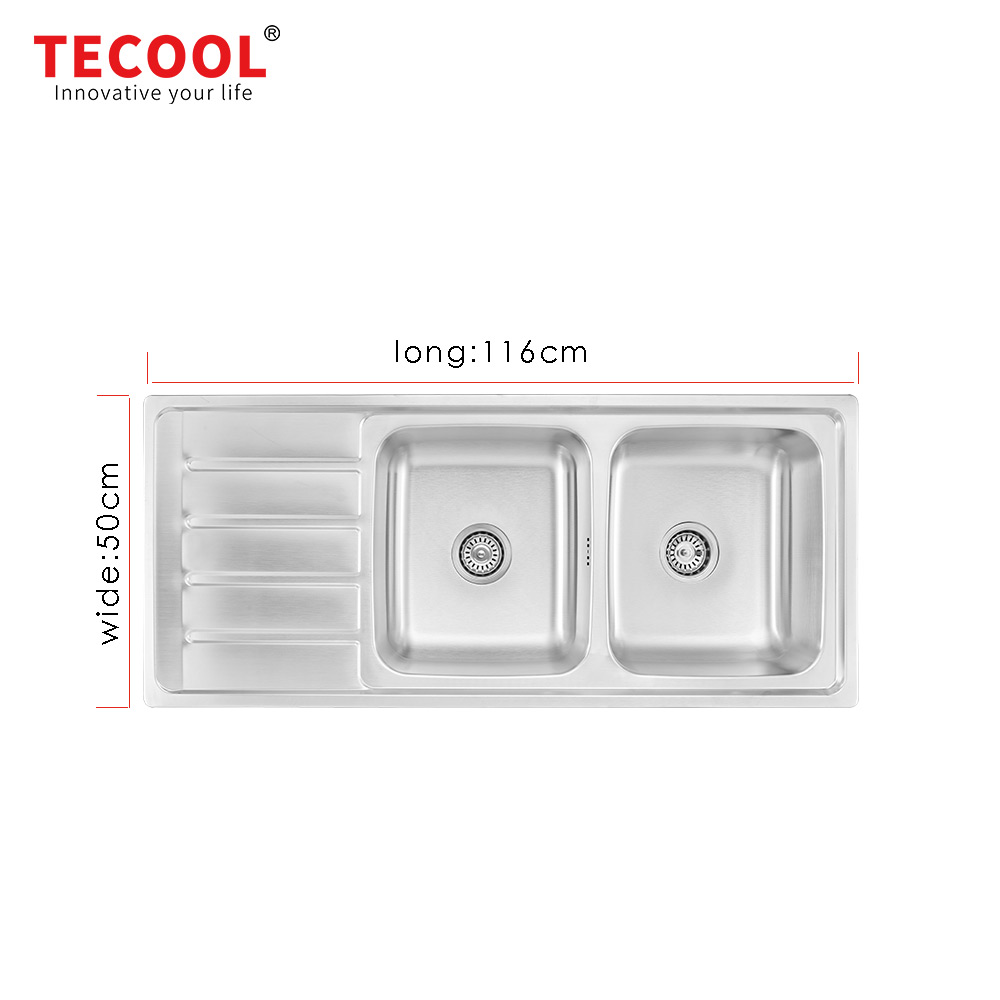 SG-11650DR2 SUS304 stainless steel kitchen sink stretch-formed double bowl