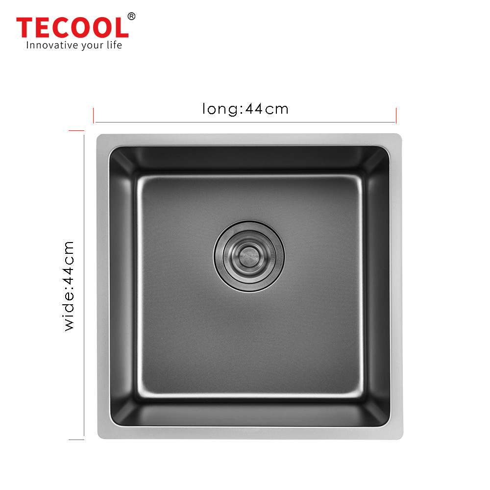 SG-4444AR1-BK SUS304 stainless steel kitchen sink stretch-formed single bowl