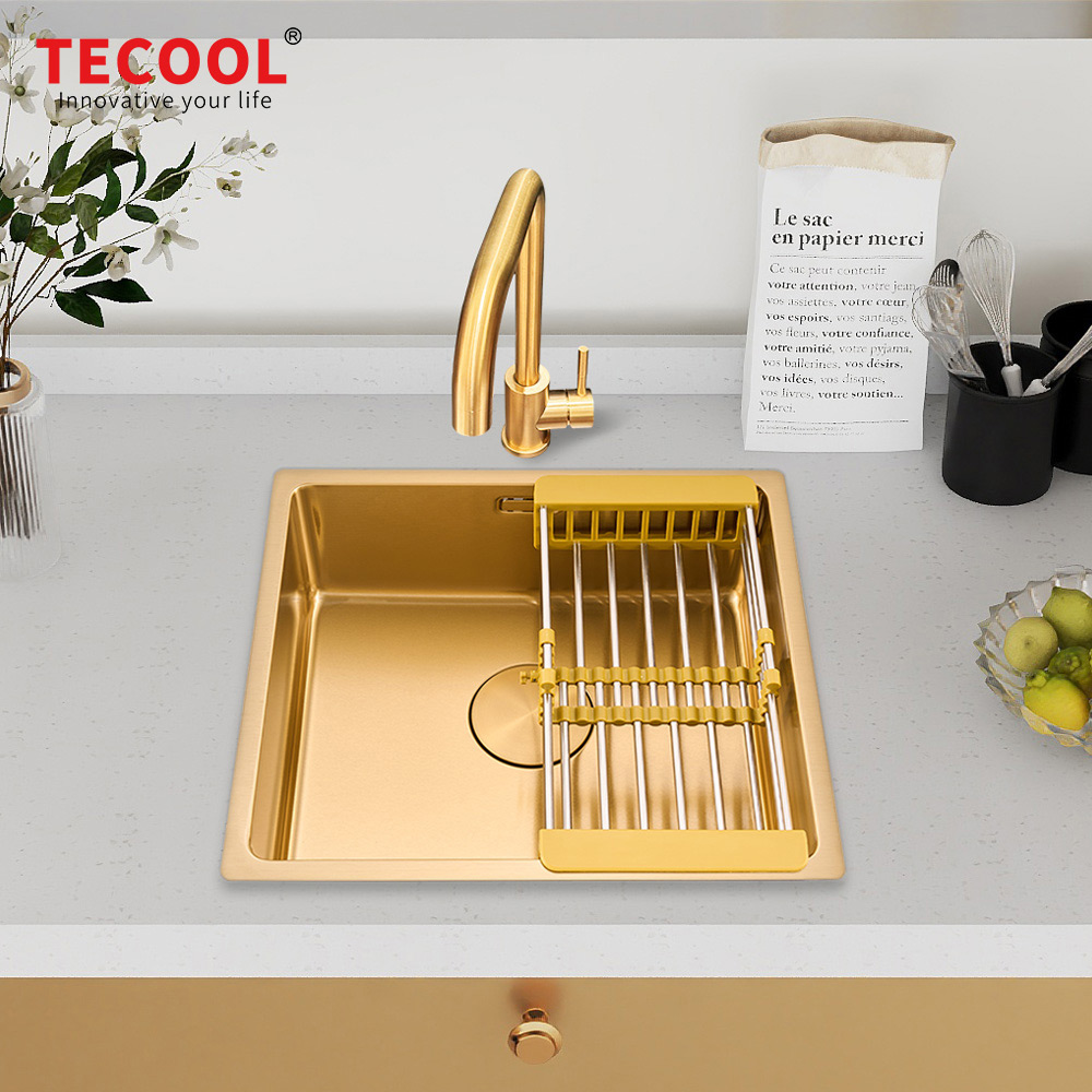 SG-4944AR1-GD SUS304 stainless steel kitchen sink stretch-formed single bowl