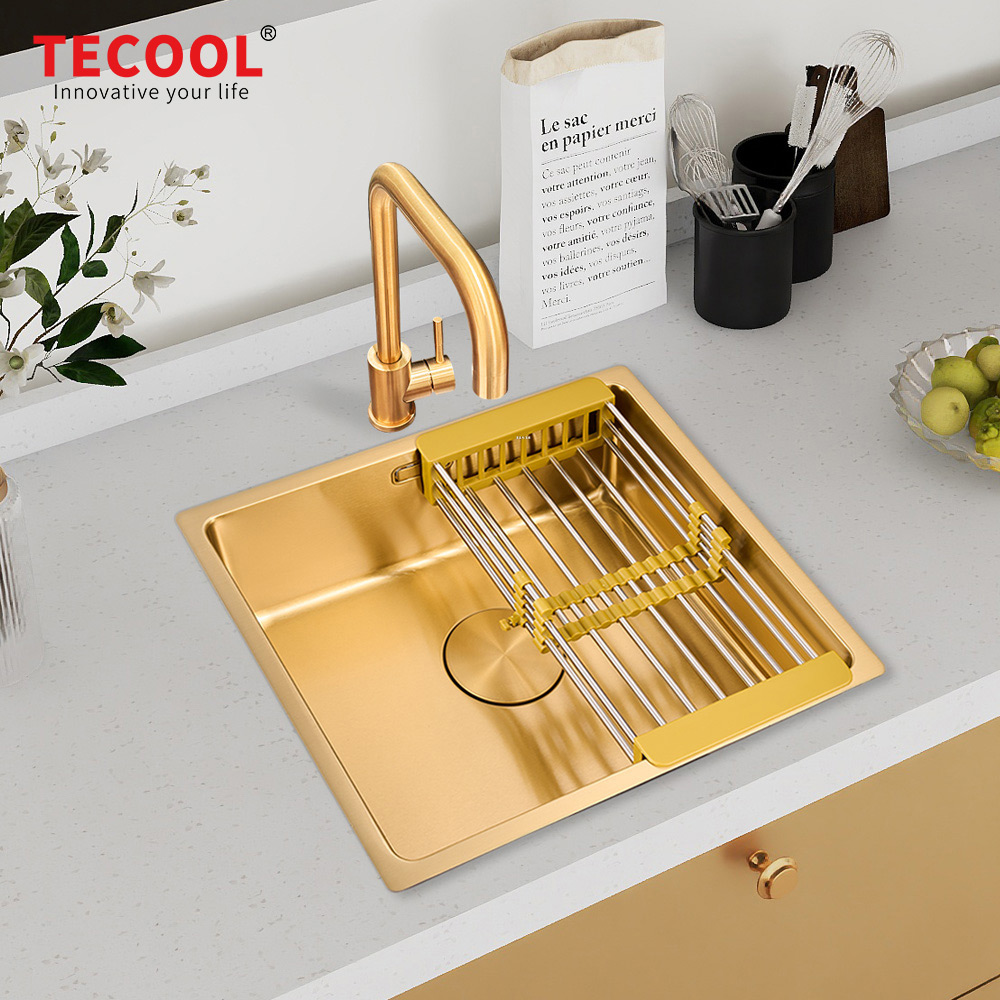 SG-4944AR1-GD SUS304 stainless steel kitchen sink stretch-formed single bowl