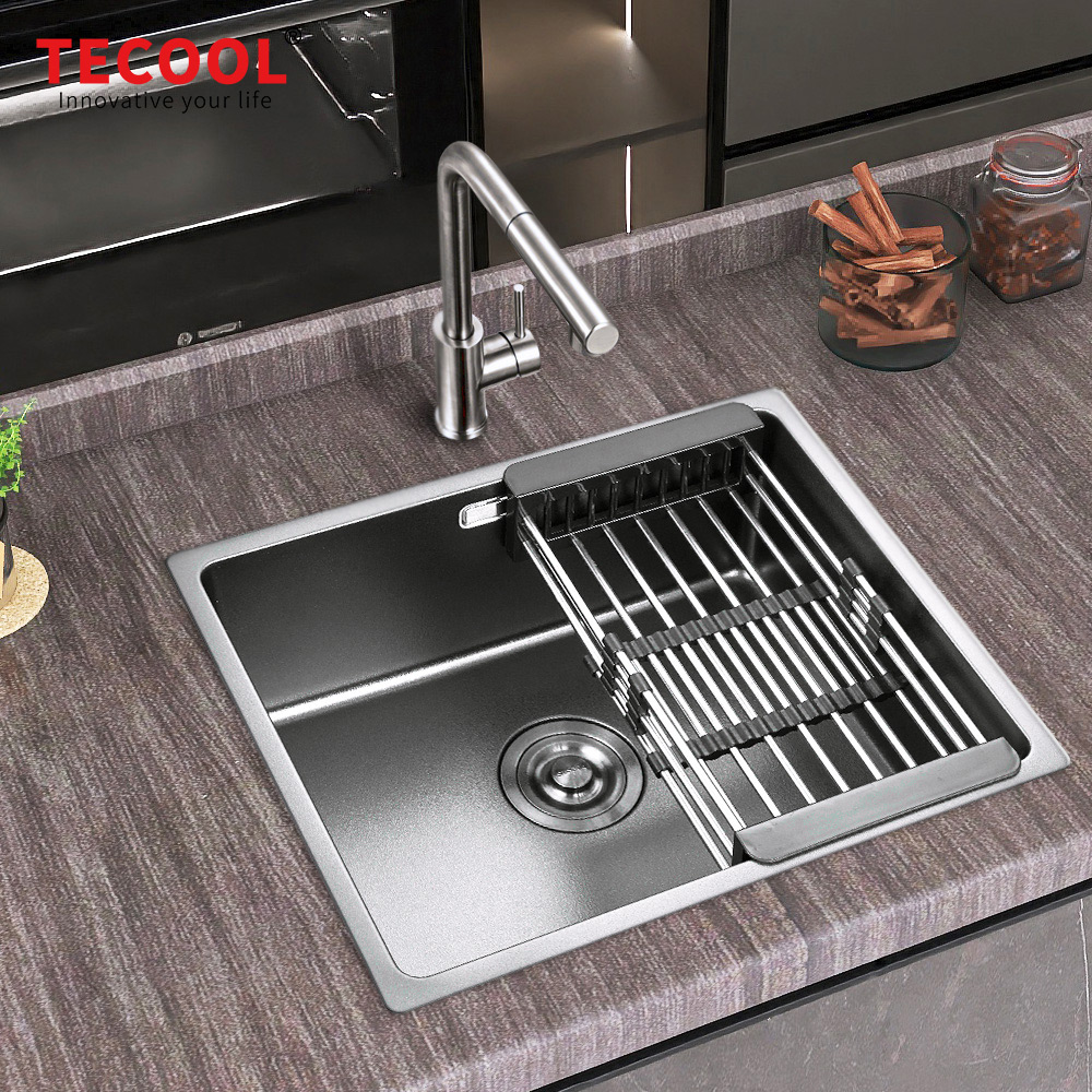 SG-5444AR1-BK SUS304 stainless steel kitchen sink stretch-formed single bowl